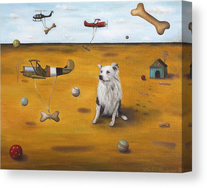 Dog Canvas Print featuring the painting A Dogs Dream by Leah Saulnier The Painting Maniac