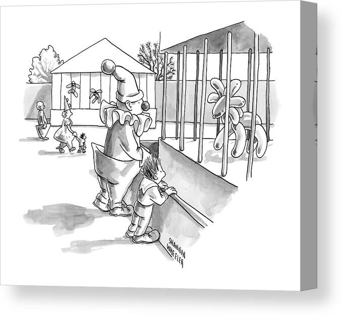 Captionless Canvas Print featuring the drawing A Father And Son by Shannon Wheeler