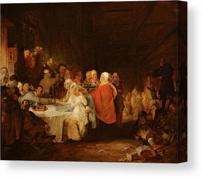 Drunk Canvas Print featuring the photograph A Scotch Wedding, 1811 Panel by William Home Lizars