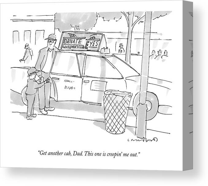 Taxis Canvas Print featuring the drawing A Son Speaks To His Father by Michael Crawford
