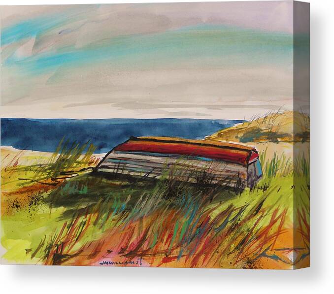 Skiff Canvas Print featuring the painting Abandoned Skiff by John Williams