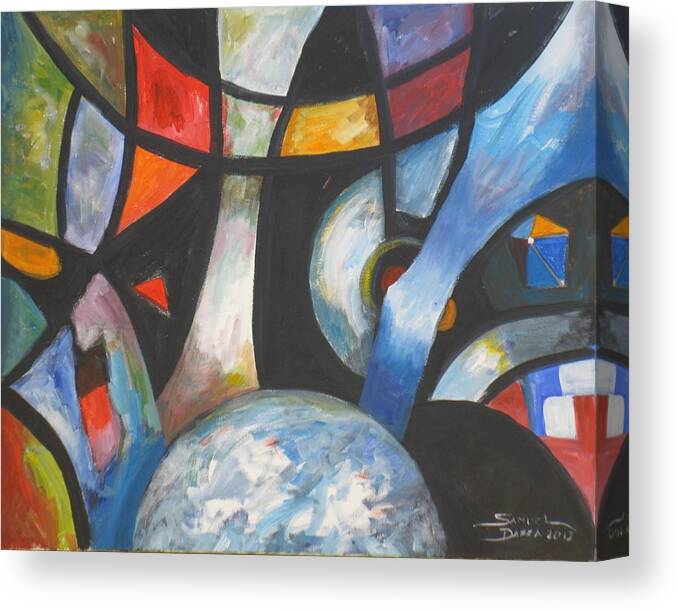 Abstract Art Canvas Print featuring the painting Abstract and the World by Samuel Daffa