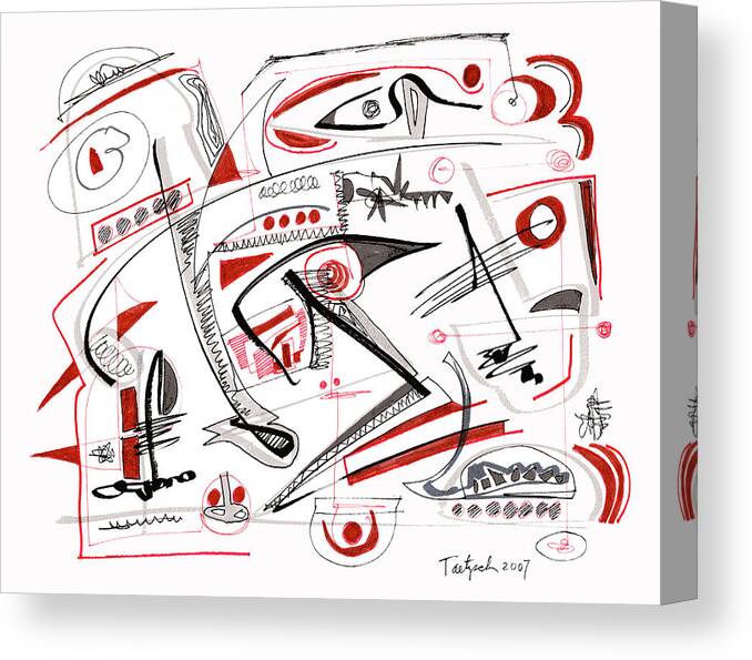 Abstract Canvas Print featuring the drawing Abstract Pen Drawing Thirty-Nine by Lynne Taetzsch