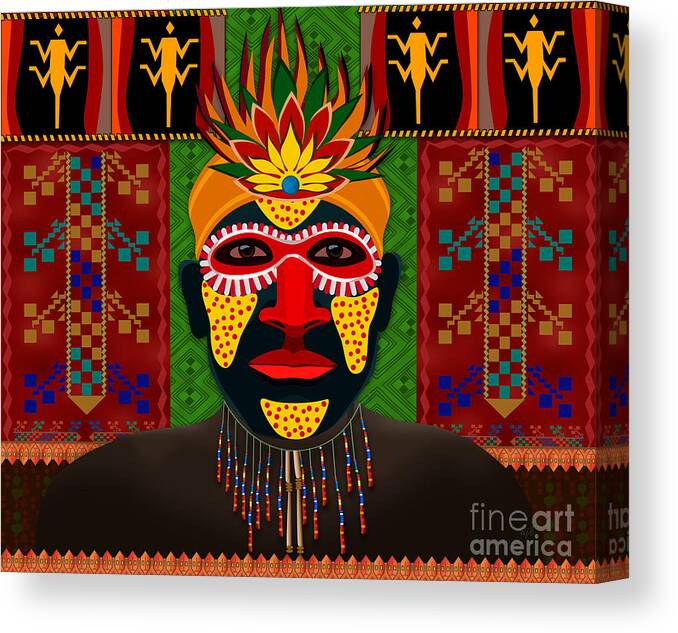 African Canvas Print featuring the digital art African Tribesman 1 by Peter Awax