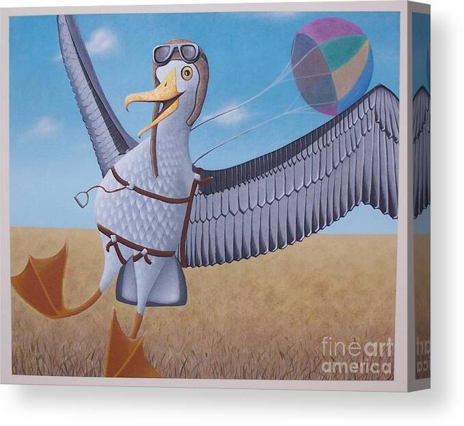 Albatross Canvas Print featuring the painting Albatross Landing by Susan Williams