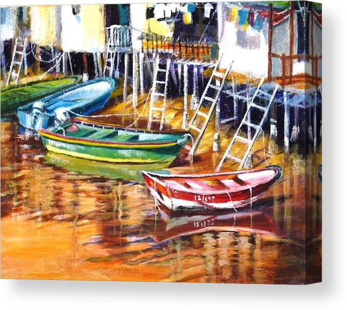 Boat Canvas Print featuring the painting Always ready by Betty M M Wong