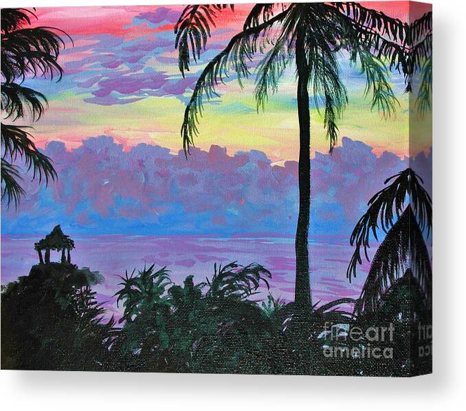 Tropical Canvas Print featuring the painting Ambergris Caye Sky Belize by Emily Michaud