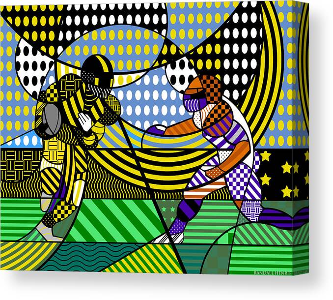 Colorful Canvas Print featuring the digital art American Football - Steelers by Randall J Henrie