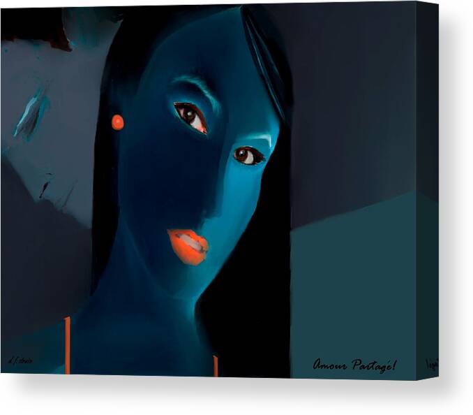 Fineartamerica.com Canvas Print featuring the painting Amour Partage Love Shared 2 by Diane Strain