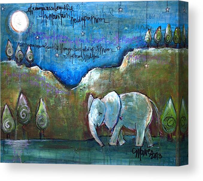 Elephant Canvas Print featuring the painting An Elephant for You by Laurie Maves ART
