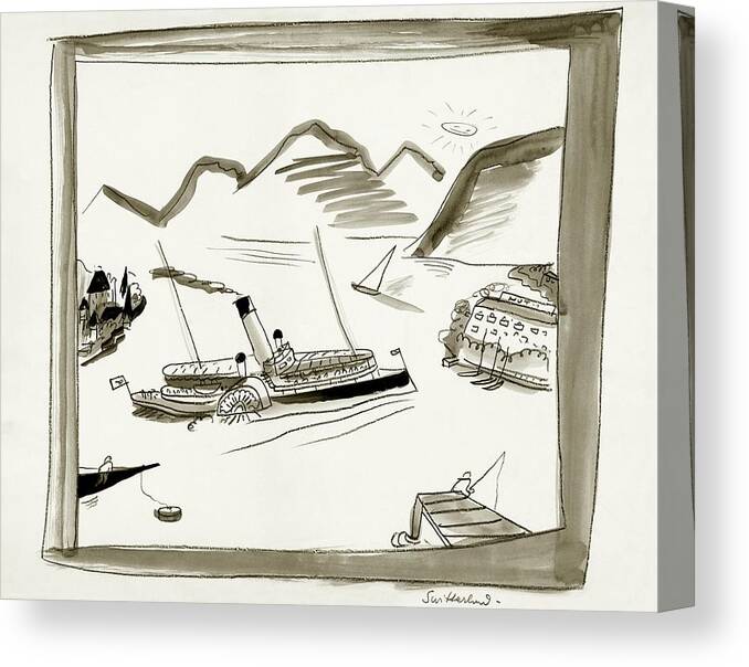 Illustration Canvas Print featuring the digital art An Illustrated Depiction Of Switzerland by Ludwig Bemelmans
