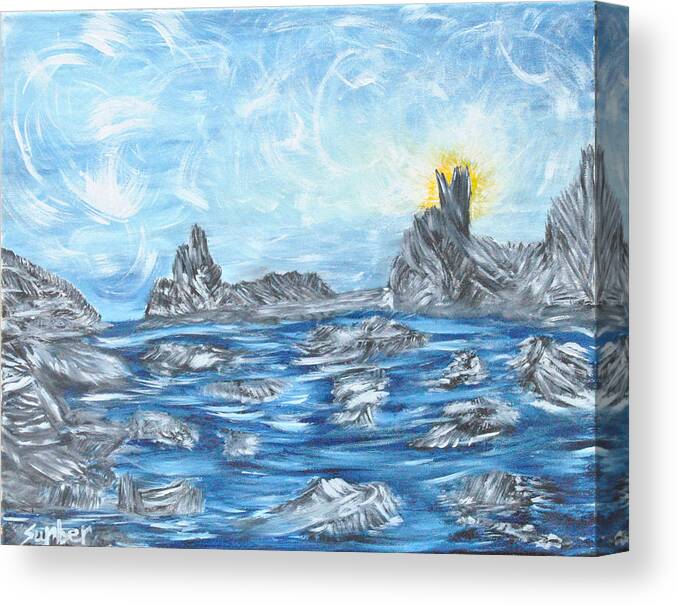 Ocean Canvas Print featuring the painting Angel Rock by Suzanne Surber