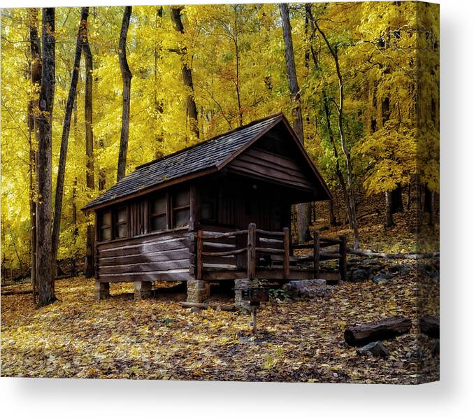 Appalachian Trail Canvas Print featuring the photograph Appalachian Trail Shelter Cabin by Mountain Dreams