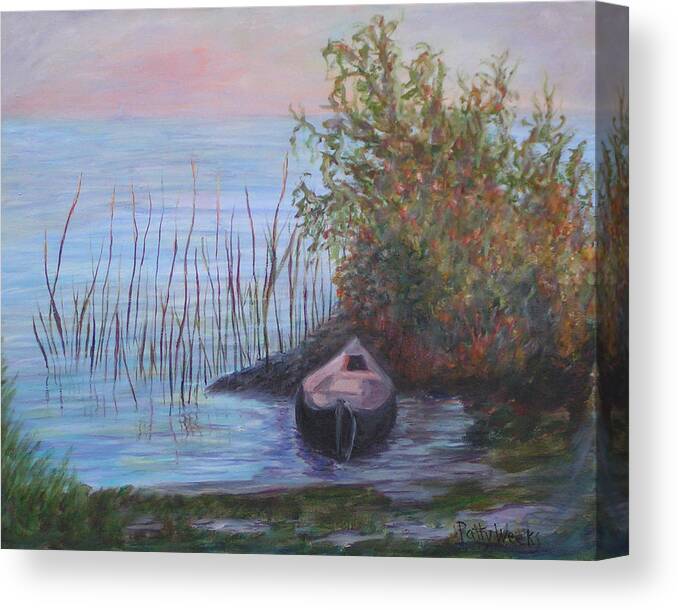 Lake Canvas Print featuring the painting At The Lake by Patty Weeks