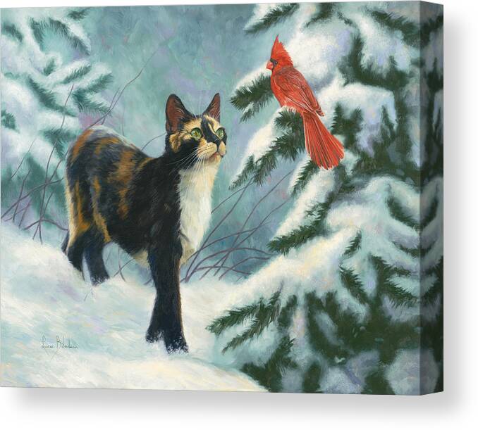 Cat Canvas Print featuring the painting Attentive by Lucie Bilodeau