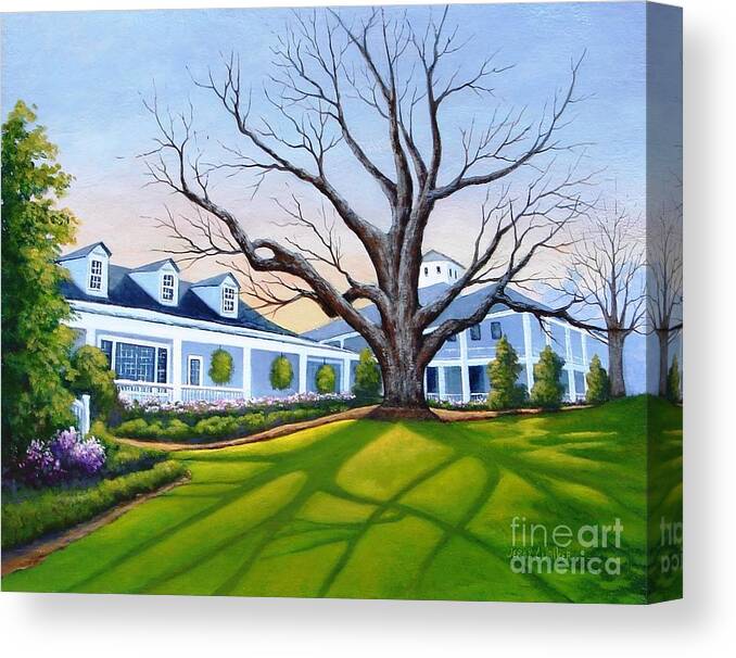 Augusta National Canvas Print featuring the painting Augusta National Clubhouse by Jerry Walker