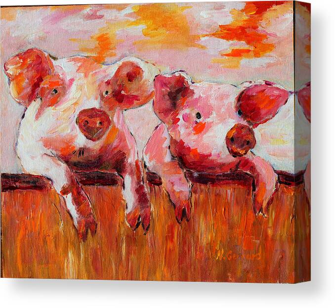 Farm Pigs Canvas Print featuring the painting Awesome by Naomi Gerrard
