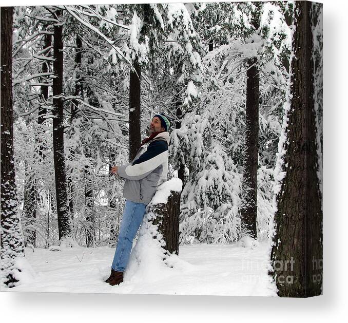 Awestruck Canvas Print featuring the photograph Awestruck by the beauty of snow by Rose Santuci-Sofranko