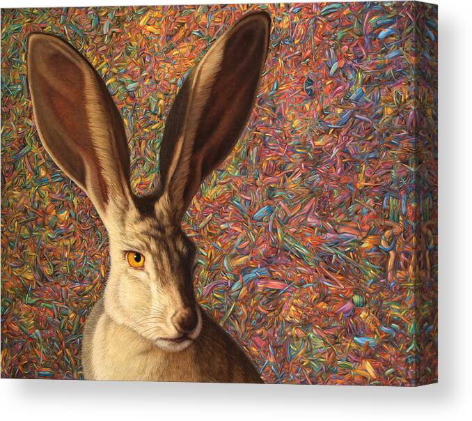 Rabbit Canvas Print featuring the painting Background Noise by James W Johnson