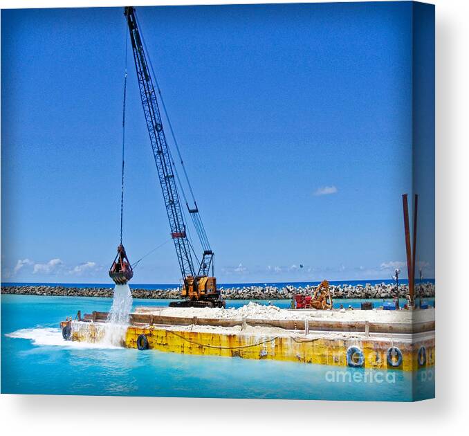 Port Canvas Print featuring the photograph Bahamas Dredging Seascape by Gary Keesler