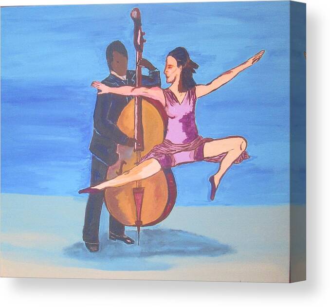 Upright Bass Canvas Print featuring the painting Ballet and Jazz by Jennylynd James