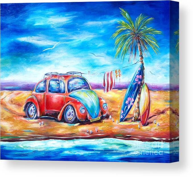 Surf Canvas Print featuring the painting Beach Bug by Deb Broughton