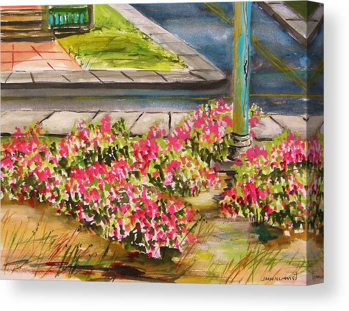Beach Roses Canvas Print featuring the painting Beach Roses at Main Avenue by John Williams