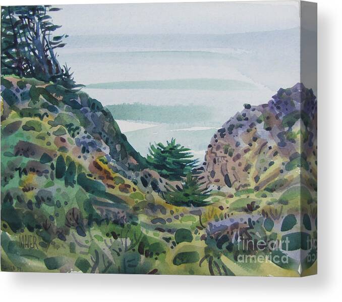 Watercolor Canvas Print featuring the painting Beach Trail by Donald Maier