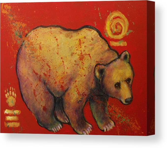 Wildlife Canvas Print featuring the painting Bear Paw Grizzly Bear by Carol Suzanne Niebuhr