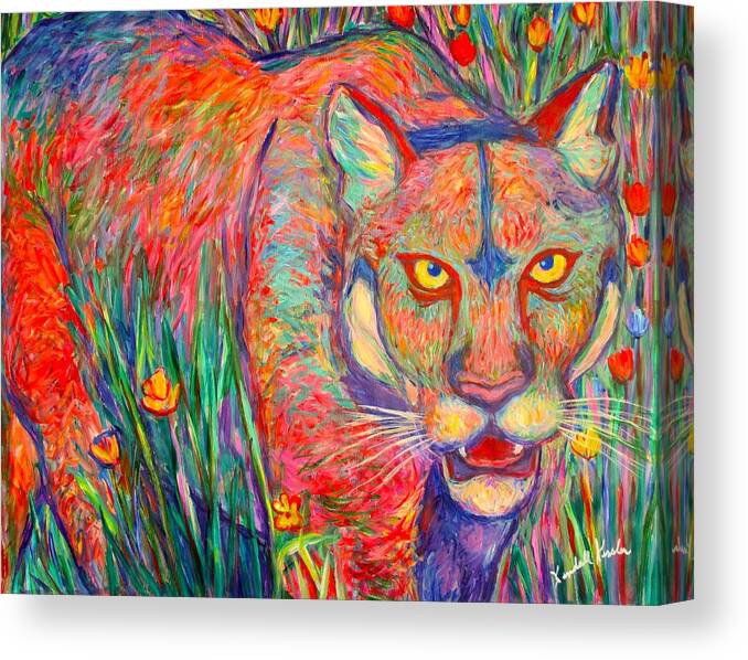 Cougar Canvas Print featuring the painting Beauty and Danger by Kendall Kessler