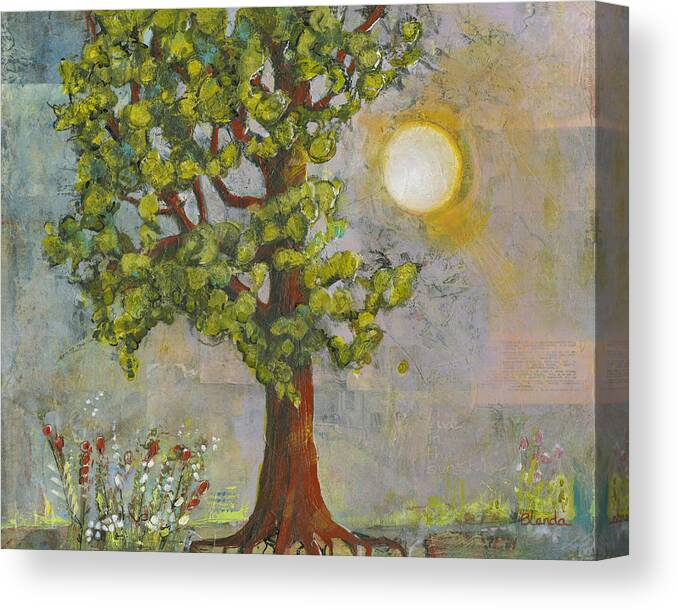 Sun Canvas Print featuring the painting Morning Has Broken by Blenda Studio