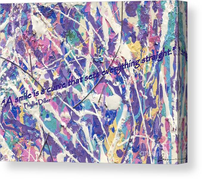 Jackson Pollock Canvas Print featuring the digital art Besso Pollock Smile Quotes by Mars Besso