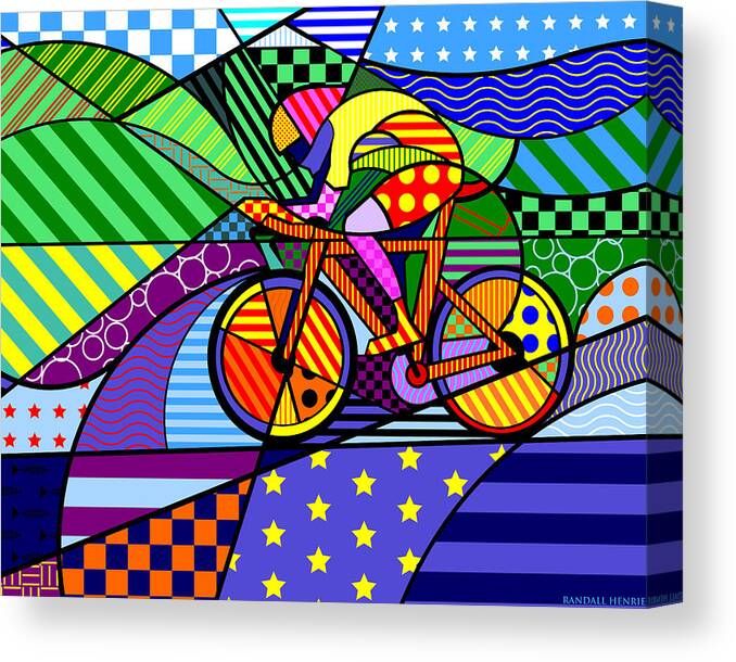 Colorful Canvas Print featuring the digital art Bicycling by Randall J Henrie