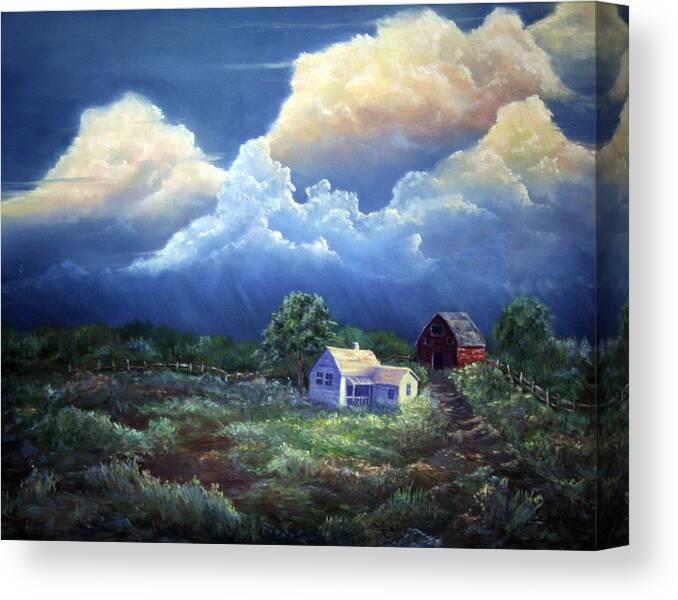 Landscape Canvas Print featuring the painting Big One Coming by June Hunt