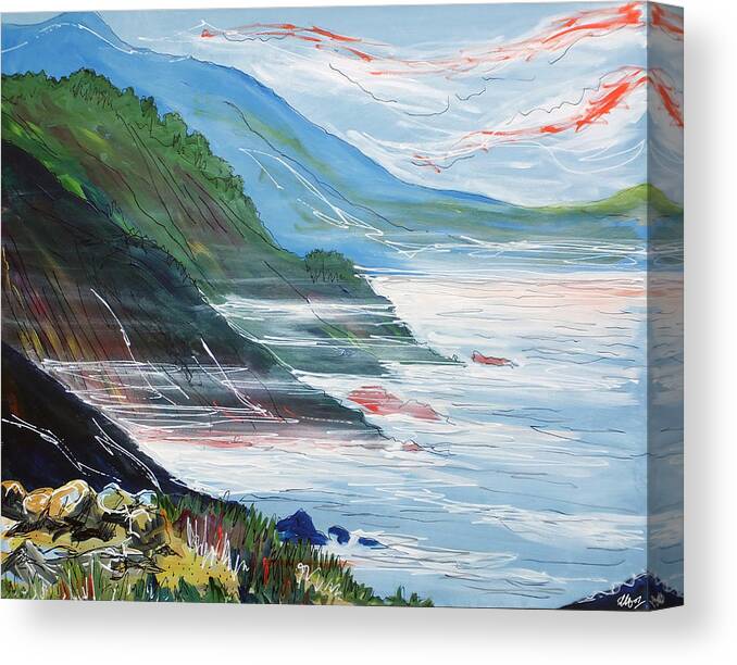 Big Sur Coast Canvas Print featuring the painting Big Sur by Laura Hol Art