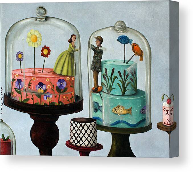 Cake Canvas Print featuring the painting Bittersweet by Leah Saulnier The Painting Maniac