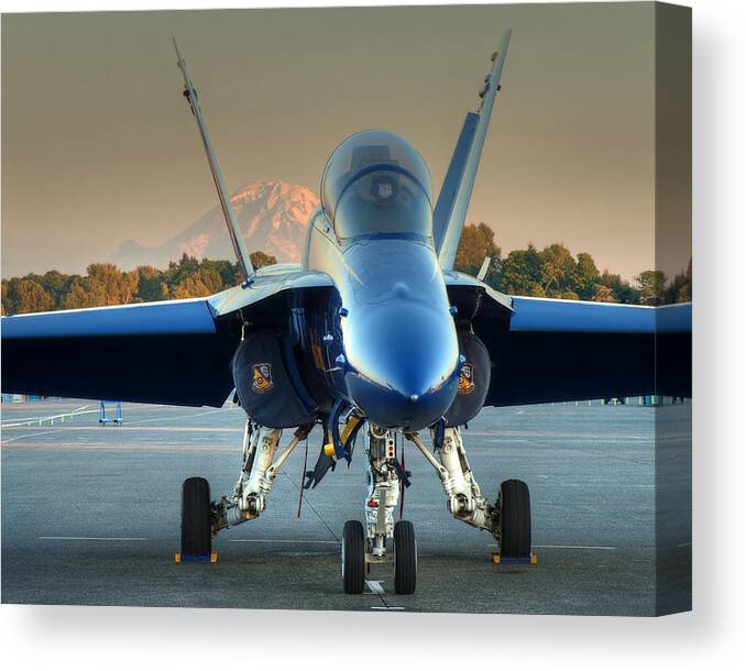 Blue Angels Canvas Print featuring the photograph Blue Angel at Sunset by Jeff Cook