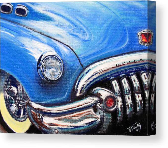 Bus Canvas Print featuring the painting Blue Blue Buick by Michael Foltz