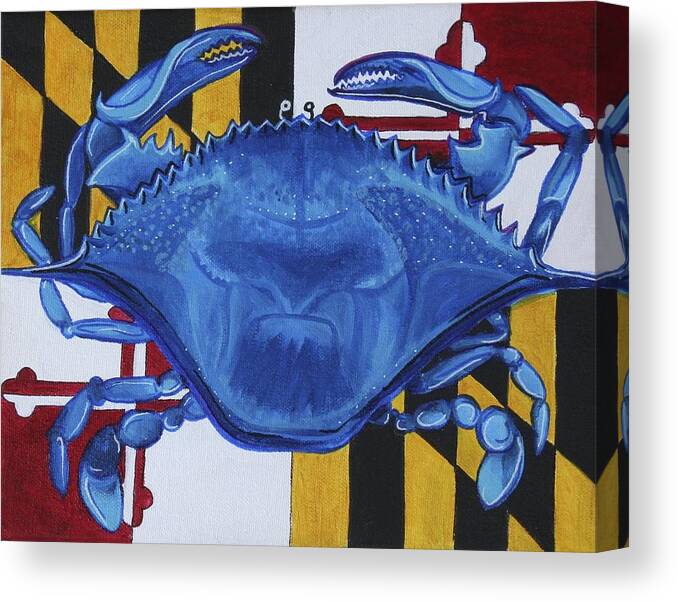 Maryland Canvas Print featuring the painting Blue Crab by Kate Fortin