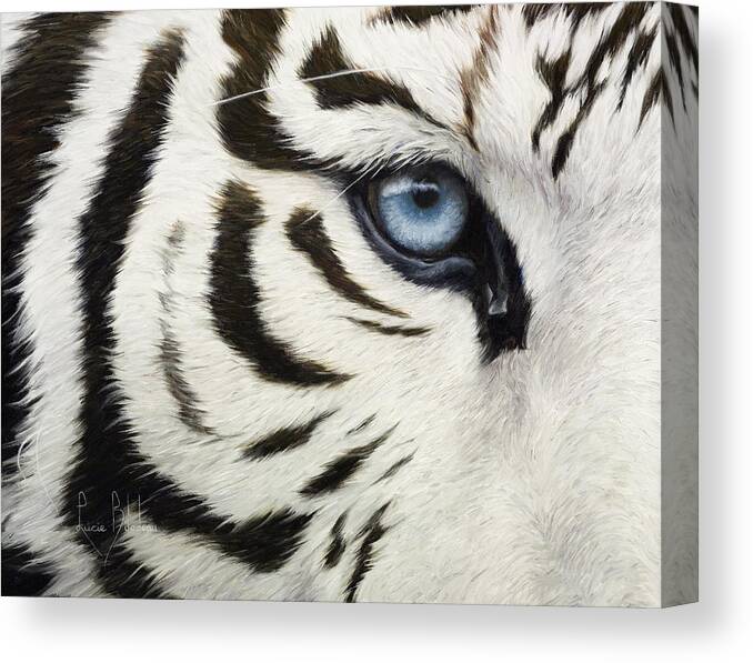 Tiger Canvas Print featuring the painting Blue Eye by Lucie Bilodeau
