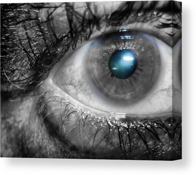Eye Canvas Print featuring the photograph Blue Iris by Beto Machado