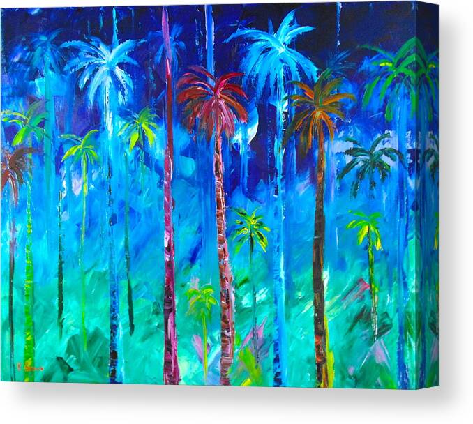 Sunset Canvas Print featuring the painting Blue Palm by Kevin Brown