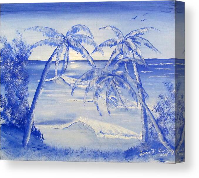 Monochrome Painting Canvas Print featuring the painting Blue Paradise by Luis F Rodriguez