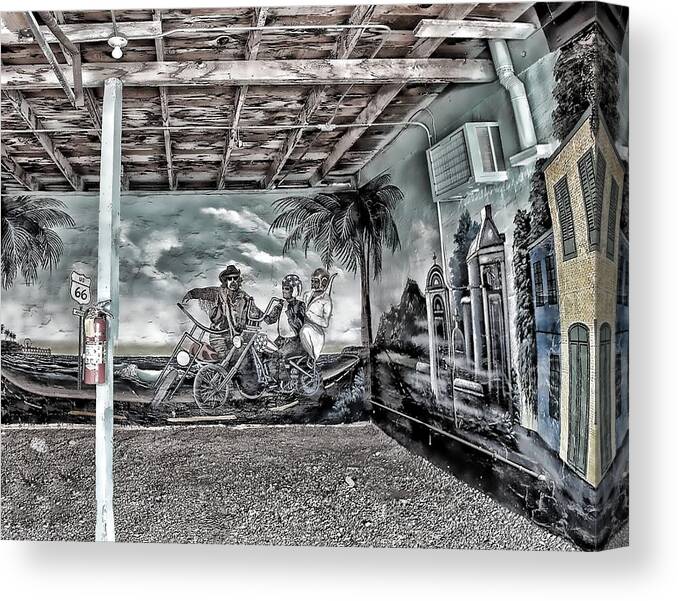 Garage Canvas Print featuring the photograph Blue Swallow Motel A Unique Experience out of Another Time by Robert Rhoads