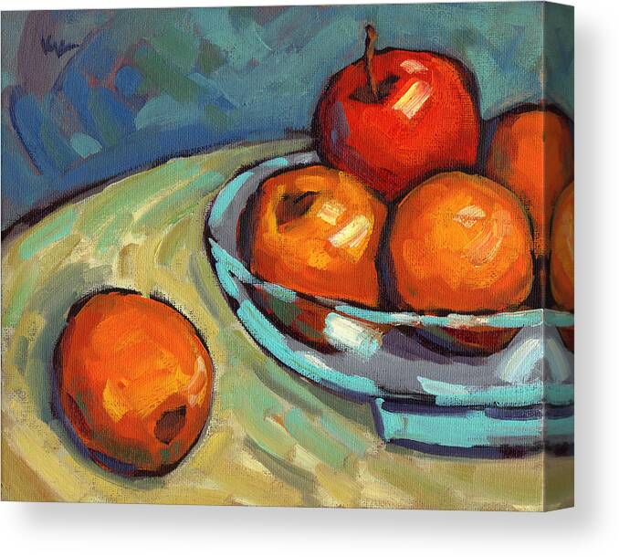 Lemons Canvas Print featuring the painting Bowl of Fruit 2 by Konnie Kim