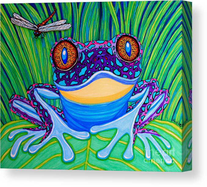 Frog Canvas Print featuring the drawing Bright Eyed Frog by Nick Gustafson