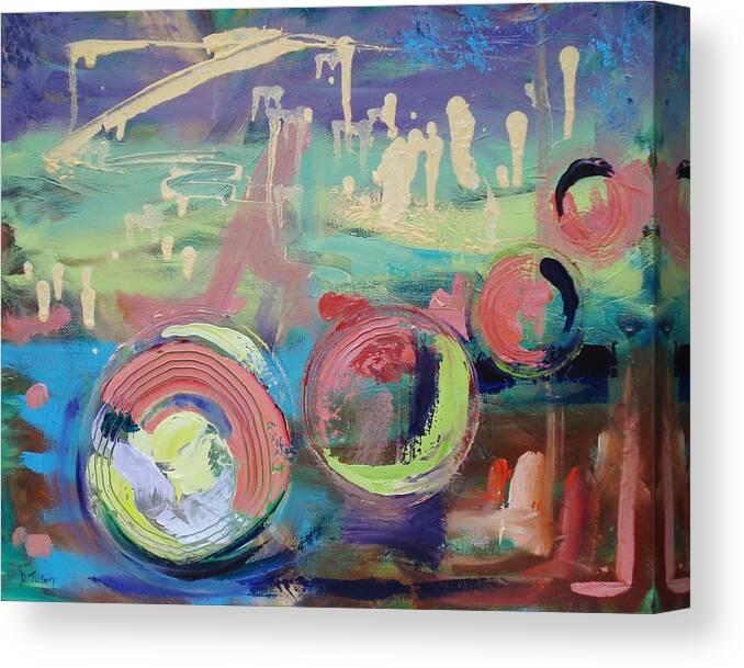 Abstract Canvas Print featuring the painting Bubbles by Donna Tuten