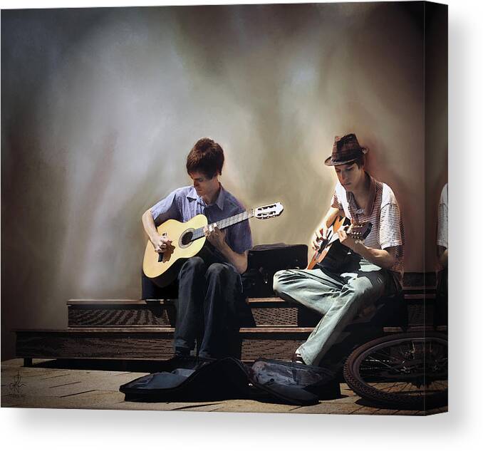 Buskers Canvas Print featuring the digital art Buskers by Pennie McCracken