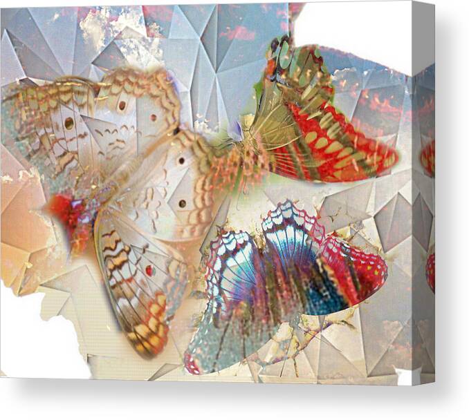Lynda Payton Digital Art Canvas Print featuring the digital art Butterflies Geometric 2 by Lynda Payton