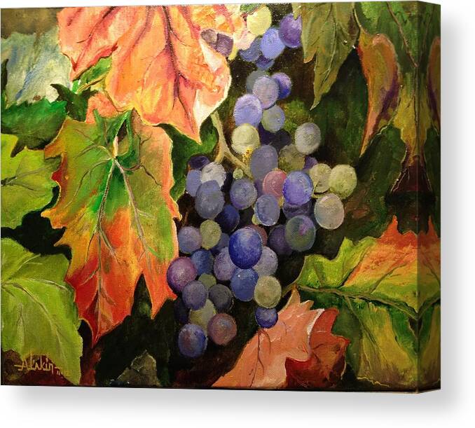 Grapes Canvas Print featuring the painting California Vineyards by Alan Lakin